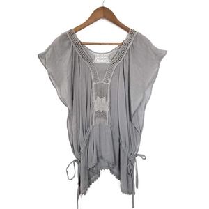 Mine Gray Crochet Detail Blouse